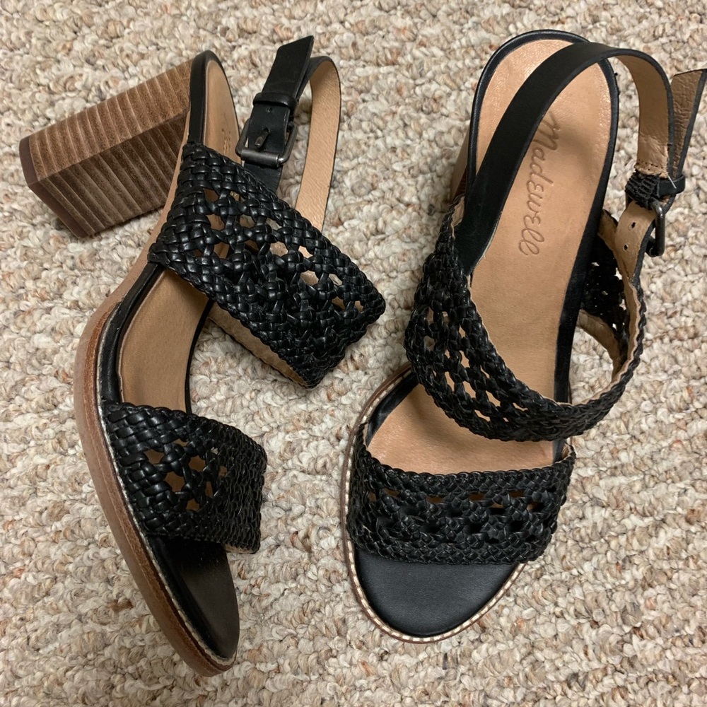 Madewell Black Woven Heeled Sandals